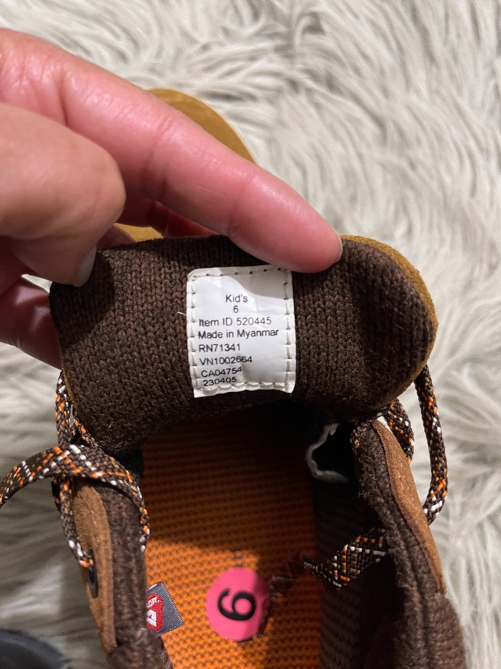 L.L. Bean Brown Suede Lace-Up Alpine Boots with Orange Accents - Picture 6 of 6